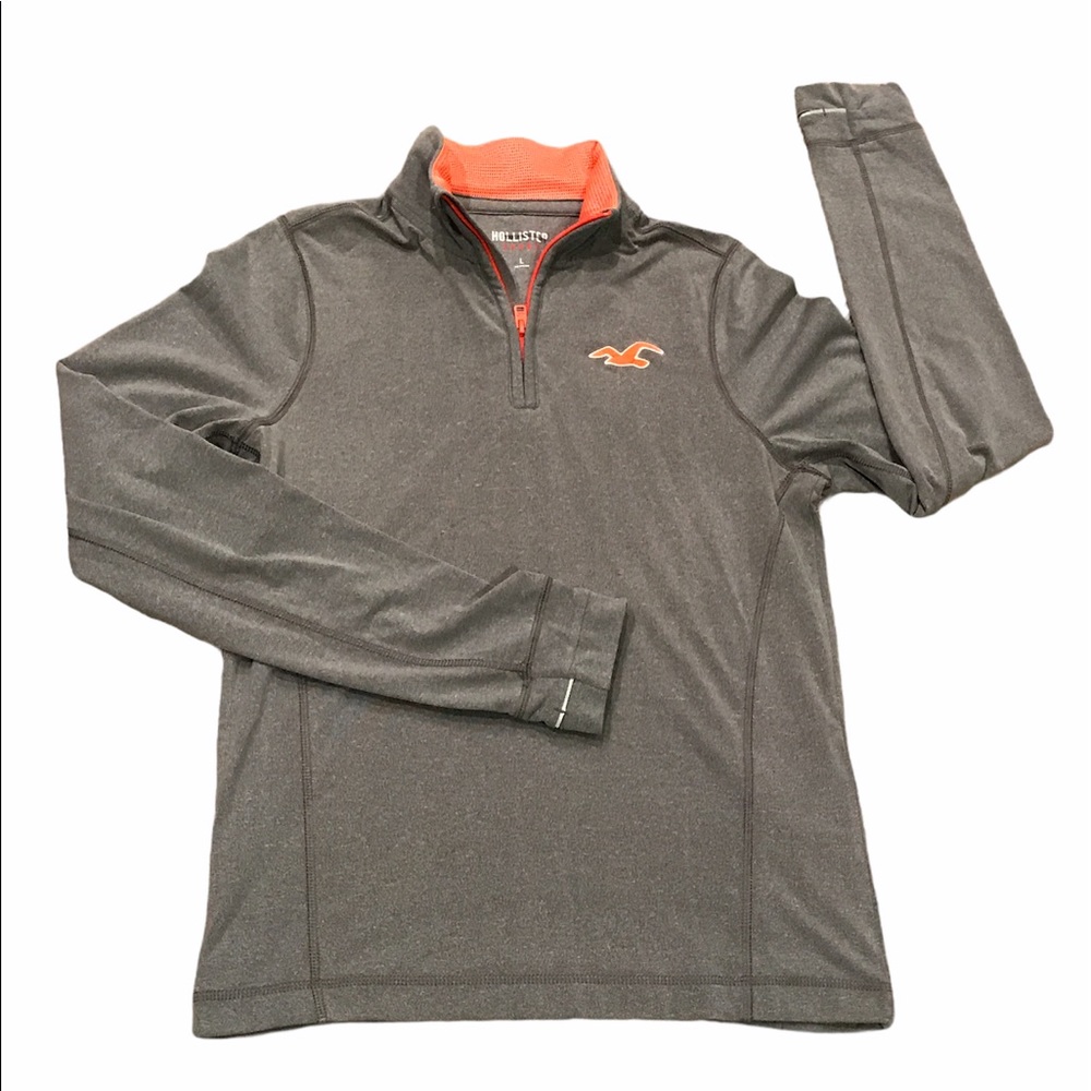 Hollister Men’s Gray & Orange Size Large 1/4 Zip